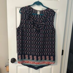 Terra & Sky Blue Ruffled Sleeveless Blouse